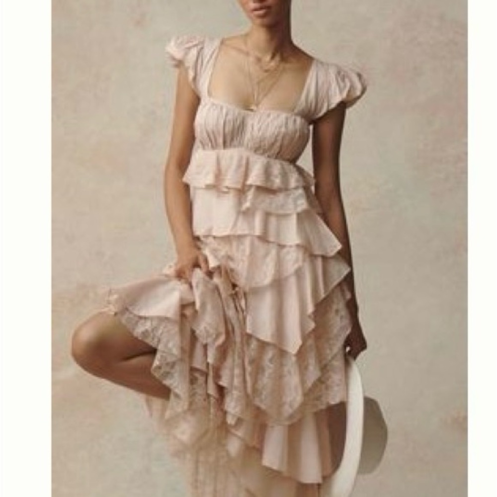 Anthropologie Asymmetrical Pink Dress